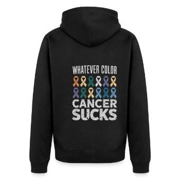 Cancer Sucks Cancer Awareness Cancer Warrior - Unisex Premium Organic Zip Hoodie - black - Back - Nico (187cm)