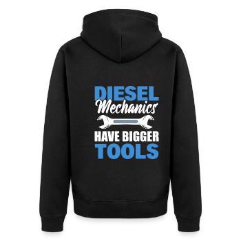 Diesel Mechanics Have Bigger Tools Automechaniker - Unisex Premium Bio Zip Hoodie - Schwarz - Hinten - Nico (187cm)