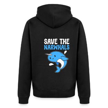 Save The Narwhals Meeresbiologe - Unisex Premium Bio Zip Hoodie - Schwarz - Hinten - Nico (187cm)