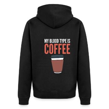 My Blood Type Is Coffee Kaffeesüchtiger - Unisex Premium Bio Zip Hoodie - Schwarz - Hinten - Nico (187cm)