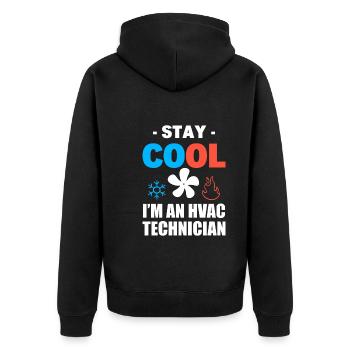Lustiger HVAC-Techniker Klimatechniker - Unisex Premium Bio Zip Hoodie - Schwarz - Hinten - Nico (187cm)