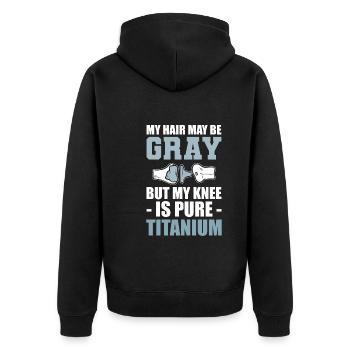 Lustige Knieersatzoperation Orthopäde - Unisex Premium Bio Zip Hoodie - Schwarz - Hinten - Nico (187cm)