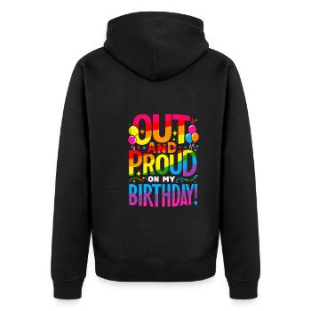 Birthgay Gay Pride Flag Pride Month Equal Rights - Unisex Premium Bio Zip Hoodie - Schwarz - Hinten - Nico (187cm)