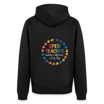 Sonderpädagogik-lehrer "sped Teacher Inclusion" - Unisex Premium Organic Zip Hoodie - black - Back - Nico (187cm)
