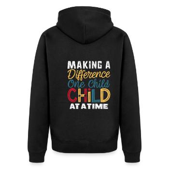 Sonderpädagogik-lehrer "sped Teacher Inclusion" - Unisex Premium Organic Zip Hoodie - black - Back - Nico (187cm)