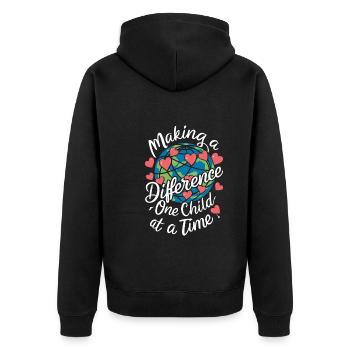 Sonderpädagogik-lehrer "sped Teacher Inclusion" - Unisex Premium Organic Zip Hoodie - black - Back - Nico (187cm)