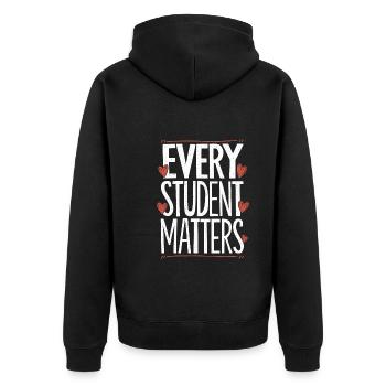 Sonderpädagogik-lehrer "sped Teacher Inclusion" - Unisex Premium Organic Zip Hoodie - black - Back - Nico (187cm)