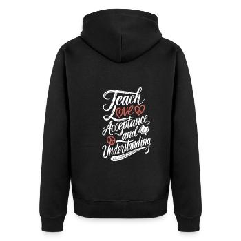 Sonderpädagogik-lehrer "sped Teacher Inclusion" - Unisex Premium Organic Zip Hoodie - black - Back - Nico (187cm)