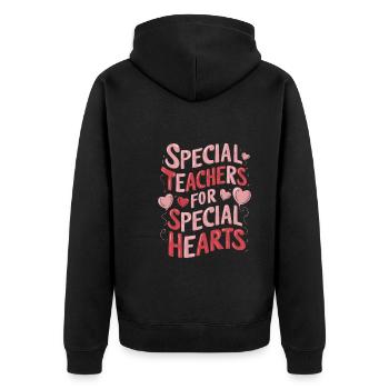 Sonderpädagogik-lehrer "sped Teacher Inclusion" - Unisex Premium Organic Zip Hoodie - black - Back - Nico (187cm)