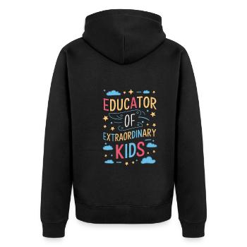Sonderpädagogik-lehrer "sped Teacher Inclusion" - Unisex Premium Organic Zip Hoodie - black - Back - Nico (187cm)