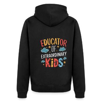 Sonderpädagogik-lehrer "sped Teacher Inclusion" - Unisex Premium Organic Zip Hoodie - black - Back - Nico (187cm)