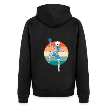 Lustiges Skelett Muay Thai Muay-Thai-Kämpfer - Unisex Premium Bio Zip Hoodie - Schwarz - Hinten - Nico (187cm)