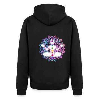 Chakra-Heilung Zen-Praktizierender - Unisex Premium Bio Zip Hoodie - Schwarz - Hinten - Nico (187cm)