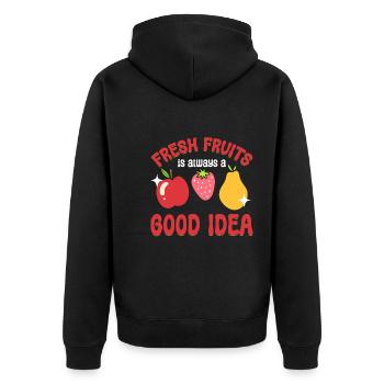 Obstliebhaber Obst - Unisex Premium Bio Zip Hoodie - Schwarz - Hinten - Nico (187cm)