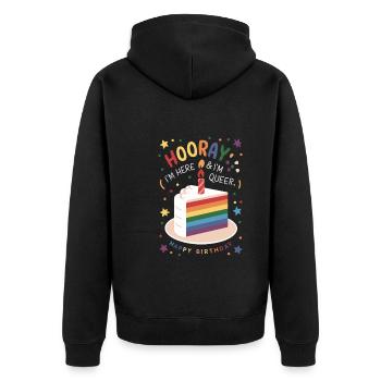 Birthgay Gay Pride Flag Mois de la fierté Egalité des droits - Veste à capuche bio Premium Unisexe - noir - Dos - Nico (187cm)
