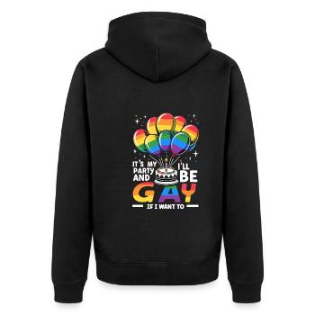 Birthgay Gay Pride Flag Mois de la fierté Egalité des droits - Veste à capuche bio Premium Unisexe - noir - Dos - Nico (187cm)