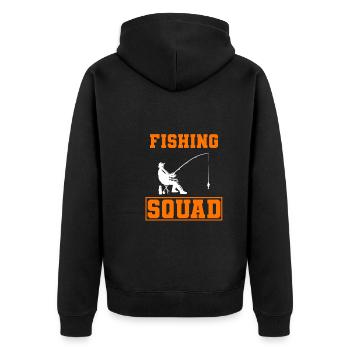 Fishing Squad Kapitän eines Fischerbootes - Unisex Premium Bio Zip Hoodie - Schwarz - Hinten - Nico (187cm)