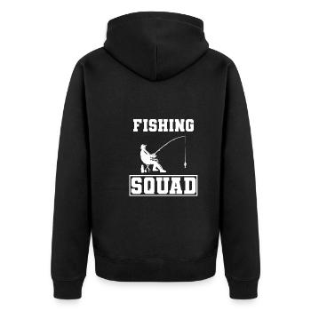 Fishing Squad Kapitän eines Fischerbootes - Unisex Premium Bio Zip Hoodie - Schwarz - Hinten - Nico (187cm)