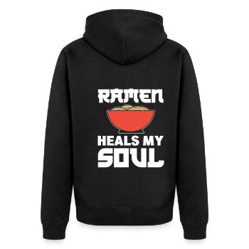 Ramen-Liebhaber Food-Vlogger - Unisex Premium Bio Zip Hoodie - Schwarz - Hinten - Nico (187cm)