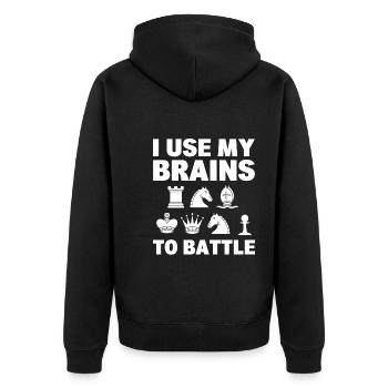 Lustiger Schachspieler Schachtrainer - Unisex Premium Bio Zip Hoodie - Schwarz - Hinten - Nico (187cm)