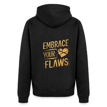 Kintsugi Kintsukuroi Imperfekte Japanische Kunst - Unisex Premium Bio Zip Hoodie - Schwarz - Hinten - Nico (187cm)