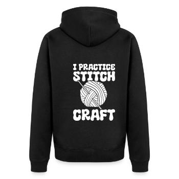 I Practice Stitch Craft Stricker - Unisex Premium Bio Zip Hoodie - Schwarz - Hinten - Nico (187cm)