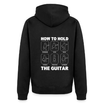 Lustiger Gitarrenlehrer Gitarrenspieler - Unisex Premium Bio Zip Hoodie - Schwarz - Hinten - Nico (187cm)