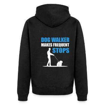 Lustiger Hundewanderer Hundesitter - Unisex Premium Bio Zip Hoodie - Schwarz - Hinten - Nico (187cm)