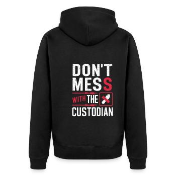 School administrators School staff Caretakers - Unisex Premium Organic Zip Hoodie - black - Back - Nico (187cm)