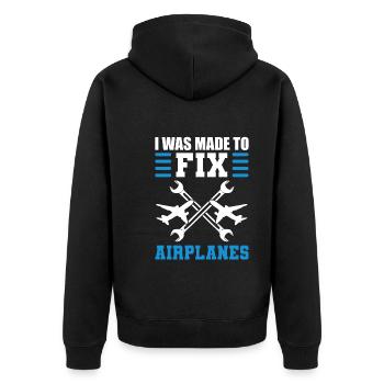 Flugzeugwartung Flugzeugtechniker - Unisex Premium Bio Zip Hoodie - Schwarz - Hinten - Nico (187cm)