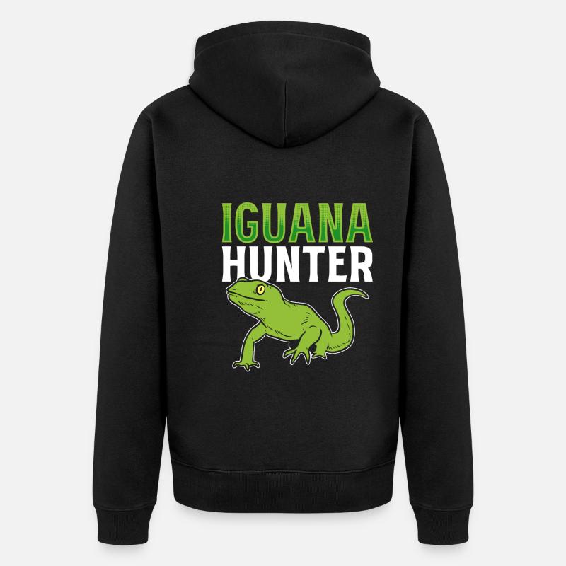 Iguana Hunter Tierpfleger - Unisex Premium Bio Zip Hoodie - Schwarz