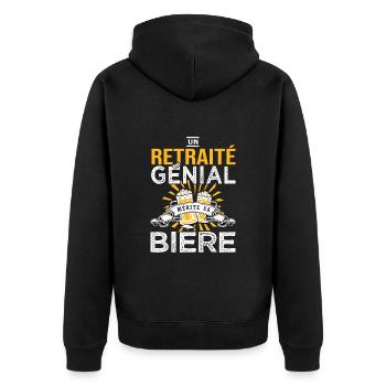 Retraité et Bière cadeau retraite humour retraité - Veste à capuche bio Premium Unisexe - noir - Dos - Nico (187cm)