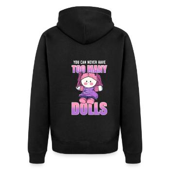 You Can Never Have Too Many Dolls Puppen - Unisex Premium Bio Zip Hoodie - Schwarz - Hinten - Nico (187cm)