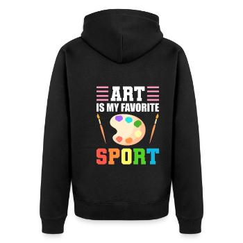 Art Is My Favorite Sport Kunstlehrer - Unisex Premium Bio Zip Hoodie - Schwarz - Hinten - Nico (187cm)