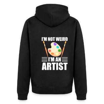I'm Not Weird I'm An Artist Porträtkünstler - Unisex Premium Bio Zip Hoodie - Schwarz - Hinten - Nico (187cm)