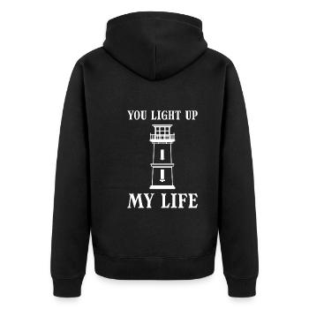 You Light Up My Life Leuchtturmwärter - Unisex Premium Bio Zip Hoodie - Schwarz - Hinten - Nico (187cm)