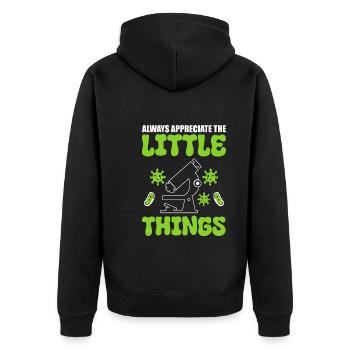 Mikroskope Mikrobiologie Labortechniker - Unisex Premium Bio Zip Hoodie - Schwarz - Hinten - Nico (187cm)