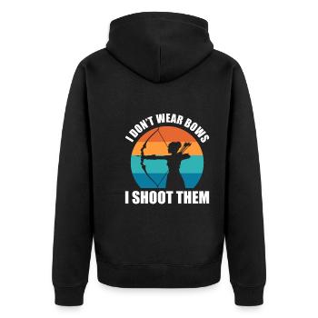I Don't Wear Bows I Shoot Them Bogenschütze - Unisex Premium Bio Zip Hoodie - Schwarz - Hinten - Nico (187cm)