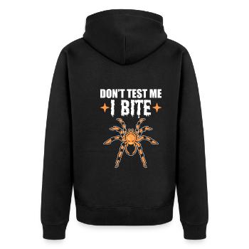 Lustiger Vogelspinnen-Liebhaber Aranchnologe - Unisex Premium Bio Zip Hoodie - Schwarz - Hinten - Nico (187cm)