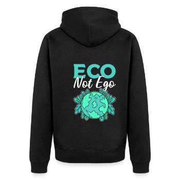 Eco Not Ego Förster - Unisex Premium Bio Zip Hoodie - Schwarz - Hinten - Nico (187cm)