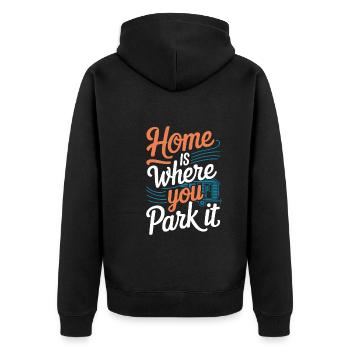Rolling Tiny House Minimalistischer Lebensstil - Unisex Premium Bio Zip Hoodie - Schwarz - Hinten - Nico (187cm)