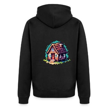 Rolling Tiny House Minimalistischer Lebensstil - Unisex Premium Bio Zip Hoodie - Schwarz - Hinten - Nico (187cm)