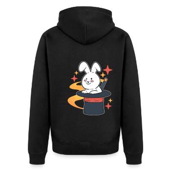 Hut mit Zauberstab und Kaninchen Magier - Unisex Premium Bio Zip Hoodie - Schwarz - Hinten - Nico (187cm)