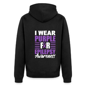 I Wear Purple For Epilepsy Awareness Epileptologe - Unisex Premium Bio Zip Hoodie - Schwarz - Hinten - Nico (187cm)