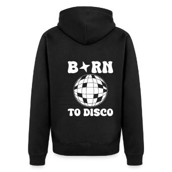 Disco-Liebhaber Professioneller Tänzer - Unisex Premium Bio Zip Hoodie - Schwarz - Hinten - Nico (187cm)