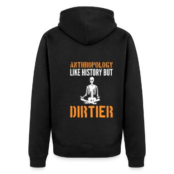 Lustige Skelett-Antike-Archäologie Anthropologe - Unisex Premium Bio Zip Hoodie - Schwarz - Hinten - Nico (187cm)