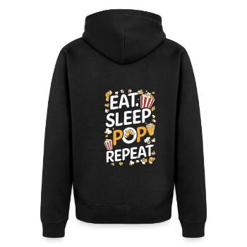 Funny popcorn saying, binge-watching popcorn - Unisex Premium Organic Zip Hoodie - black - Back - Nico (187cm)