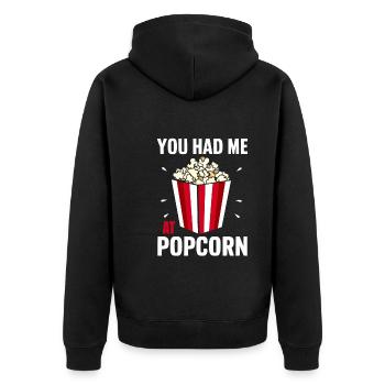 Lustiger Popcorn-spruch, Binge-watching-popcorn - Unisex Premium Bio Zip Hoodie - Schwarz - Hinten - Nico (187cm)