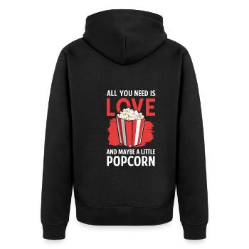 Funny popcorn saying, binge-watching popcorn - Unisex Premium Organic Zip Hoodie - black - Back - Nico (187cm)