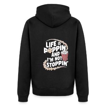Funny popcorn saying, binge-watching popcorn - Unisex Premium Organic Zip Hoodie - black - Back - Nico (187cm)
